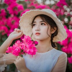 Beautiful Girl with red flowers Image for WhatsApp Dp