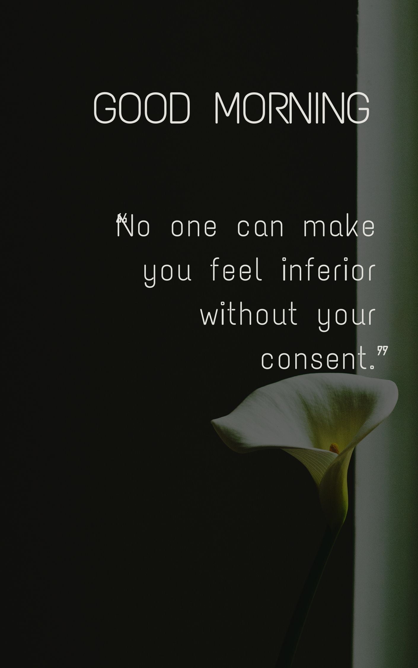 No one can make you feel inferior without your consent Quote Good Morning Image full HD free download.