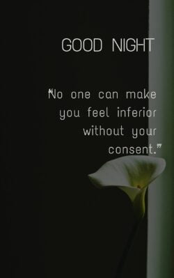 “No one can make you feel inferior without your consent.” Good Night Quote