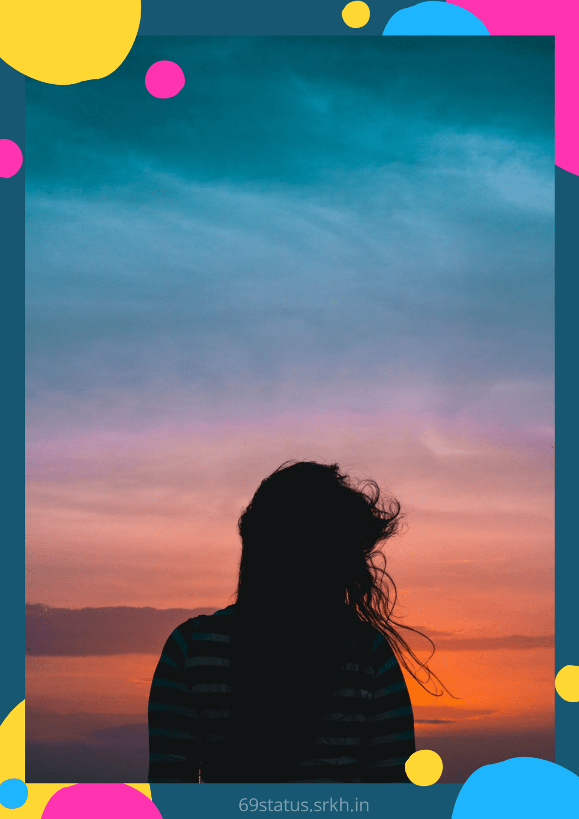 Sad Background photo Girl Looking at the Sunset