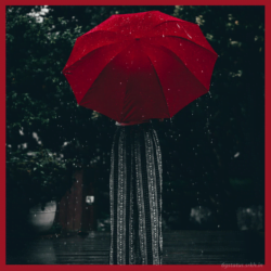 Sad Girl picture hd Standing Alone with a Red Umbrella