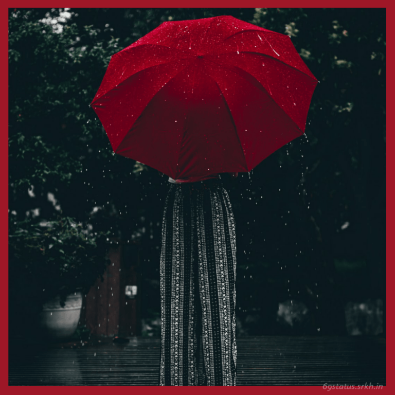 Sad Girl picture hd Standing Alone with a Red Umbrella full HD free download.