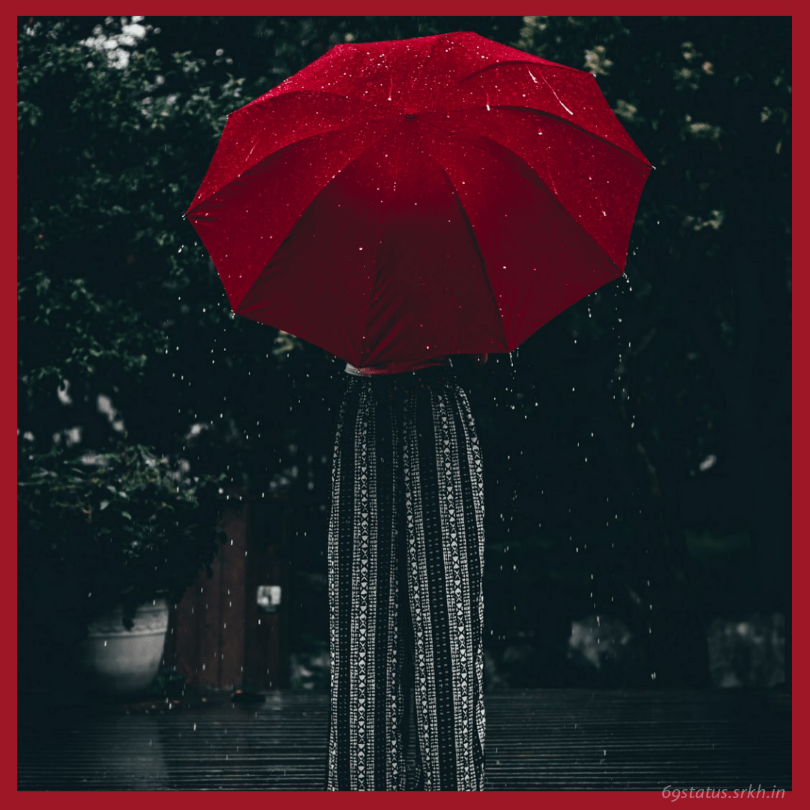 Sad Girl picture hd Standing Alone with a Red Umbrella